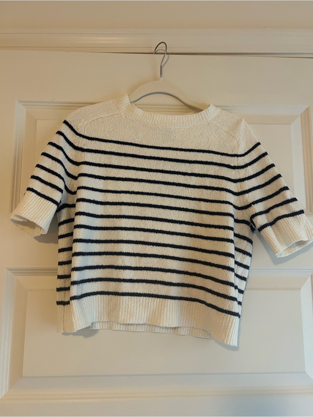 Short Sleeve Crewneck Sweater - Universal Thread - Cream/Navy